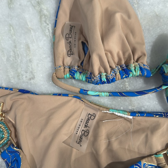 NWOT Beach Bunny Blue Floral Bikini with Rhinestone Trims - Picture 10 of 10